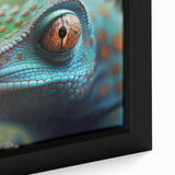 Close-up of a bird in textured black wall art with vibrant colors on a large framed canvas, ideal for living room decor.