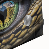 Close-up of a bird in muted earth tones on acrylic glass, ideal for dining room art in a mid-century modernist style.