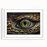 Abstract art print of a bird in muted gray and blue tones, framed with a white mat.