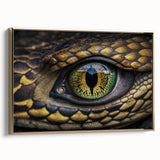 Framed canvas of a vintage-style landscape painting featuring a serene bird scene, in muted gold and black tones.