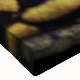 Large art of a close-up black and white photo of a bird in flight on stretched canvas, ideal for bedroom wall decor.