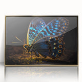 Large art print of birds in flight, rendered in muted earth tones on a framed acrylic, suitable for modern nursery decor.