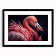 Extra large abstract art print featuring a textured, colorful depiction of birds, in a black frame with mat.