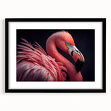 Extra large abstract art print featuring a textured, colorful depiction of birds, in a black frame with mat.