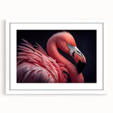 Abstract art print of birds in muted earth tones on a white matted frame, suitable for dining room or bedroom decor.