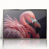 Mid-century modernist art of a bird in muted earth tones, framed acrylic, ideal for nursery wall decor.