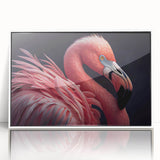 Art deco poster of vibrant birds in flight on white acrylic, ideal for nursery wall decor.