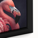 Close-up of a colorful bird on black canvas, featuring vibrant hues and textured art, ideal for living room decor.