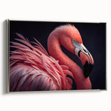 Framed canvas featuring a colorful landscape painting of birds in flight against a black background.