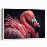 Vintage poster art of a colorful bird, framed canvas in black, ideal for extra large living room decor.