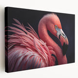 Close-up image of a bird on stretched canvas with vibrant green and blue tones, ideal for kitchen wall art.