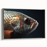 Framed canvas featuring a vintage-style landscape art painting with colorful birds in flight against a black background.