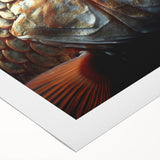 Art deco poster of vibrant birds in flight on a rolled canvas, suitable for dining room or bathroom wall art.