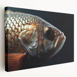 Close-up of a bird on stretched canvas, with detailed feathers in natural tones, suitable for kitchen wall art.