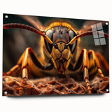 Large abstract wall art of a bird in nature, rendered in muted earth tones on acrylic glass.