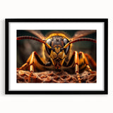 Extra large abstract art print featuring a colorful, textured depiction of birds, in a black frame with mat.