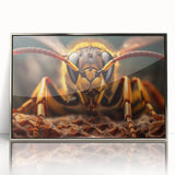 Mid-century modernist art featuring a silver-framed acrylic print of birds in muted earth tones, ideal for nursery wall art.