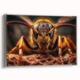 Framed canvas featuring a detailed landscape painting of birds in flight, set against a vibrant, colorful backdrop.