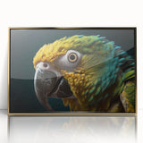 Mid-century modernist bird design on a large art print with gold acrylic frame, suitable for nursery wall decor.