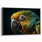 Black and white framed canvas featuring a close-up of a bird, ideal for bedroom wall decor.