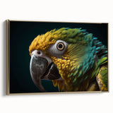 Framed canvas featuring a close-up image of birds in muted earth tones, ideal for bedroom wall art.