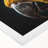 Art deco poster featuring a stylized bird in monochrome shades on rolled canvas, suitable for dining room decor.