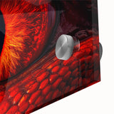 Large abstract wall art featuring a close-up of a bird in vibrant hues on acrylic glass, ideal for dining room ambiance.