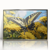 Mid-century modernist art featuring a bird design in muted earth tones on a framed acrylic, ideal for nursery wall decor.