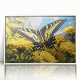 Acrylic print of a bird in muted earth tones, framed in white, ideal for nursery wall art.