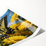 Extra large wall art featuring line art flowers in muted earth tones on rolled canvas, ideal for large living room decor.