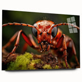 Large abstract wall art featuring a close-up of a bird in vibrant colors on acrylic glass.