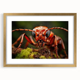 Extra large textured abstract art print of a bird, in muted earth tones on a gold-framed canvas, ideal for living room decor.