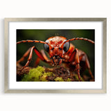 Textured art print of abstract birds in muted earth tones on a framed canvas, suitable for bedroom decor.