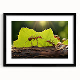 Extra large abstract art print of colorful, textured birds, framed in black, ideal for living room decor.