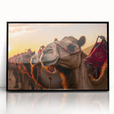 Large abstract wall art featuring a mid-century modernist birds design in vibrant hues, framed in black acrylic.