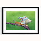 Extra large abstract art print of colorful, textured birds, framed in black, suitable for living room decor.