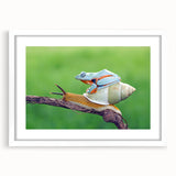 Abstract art print of birds in soft pastel shades on a framed white mat, ideal for bedroom or dining room decor.