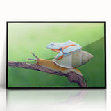 Large abstract wall art featuring a mid-century modernist birds design in black and white tones, framed in acrylic.