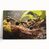 Black and white photo of a bird perched on a branch, printed on large stretched canvas.