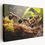 Close-up image of a bird on a stretched canvas, featuring vivid blue and green tones, ideal for kitchen wall art.