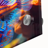 Close-up of a bird in muted earth tones on acrylic glass, suited as large abstract wall art for dining room ambiance.