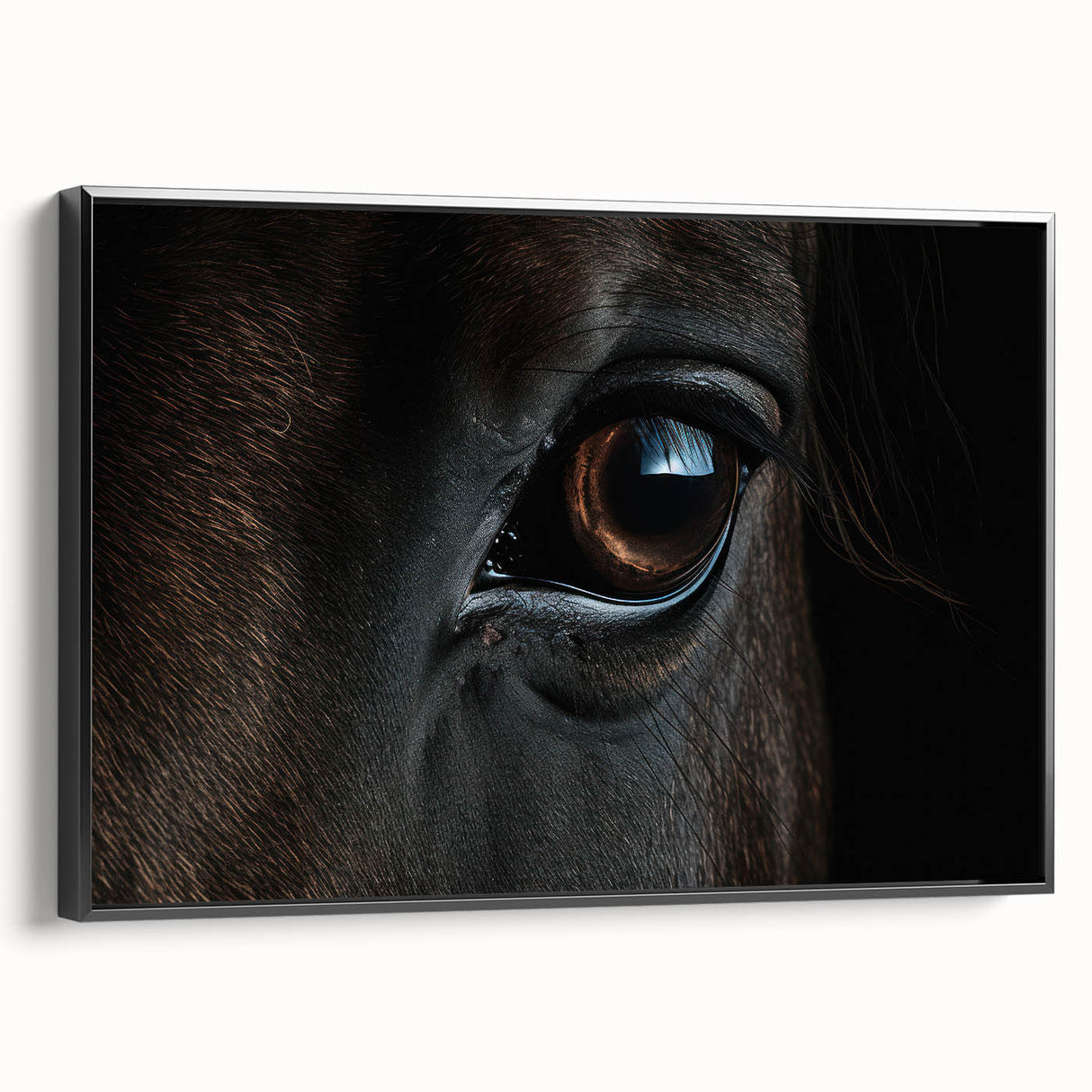 Black and white framed canvas depicting a close-up of a bird, ideal for bedroom wall decor.
