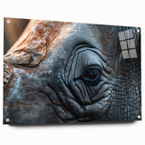 Large abstract wall art of a bird in muted blues and greens on acrylic glass, suitable for bedroom or dining room decor.