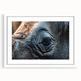 Abstract art print of birds in muted blue and gray tones on a white framed canvas, suitable for dining room decor.