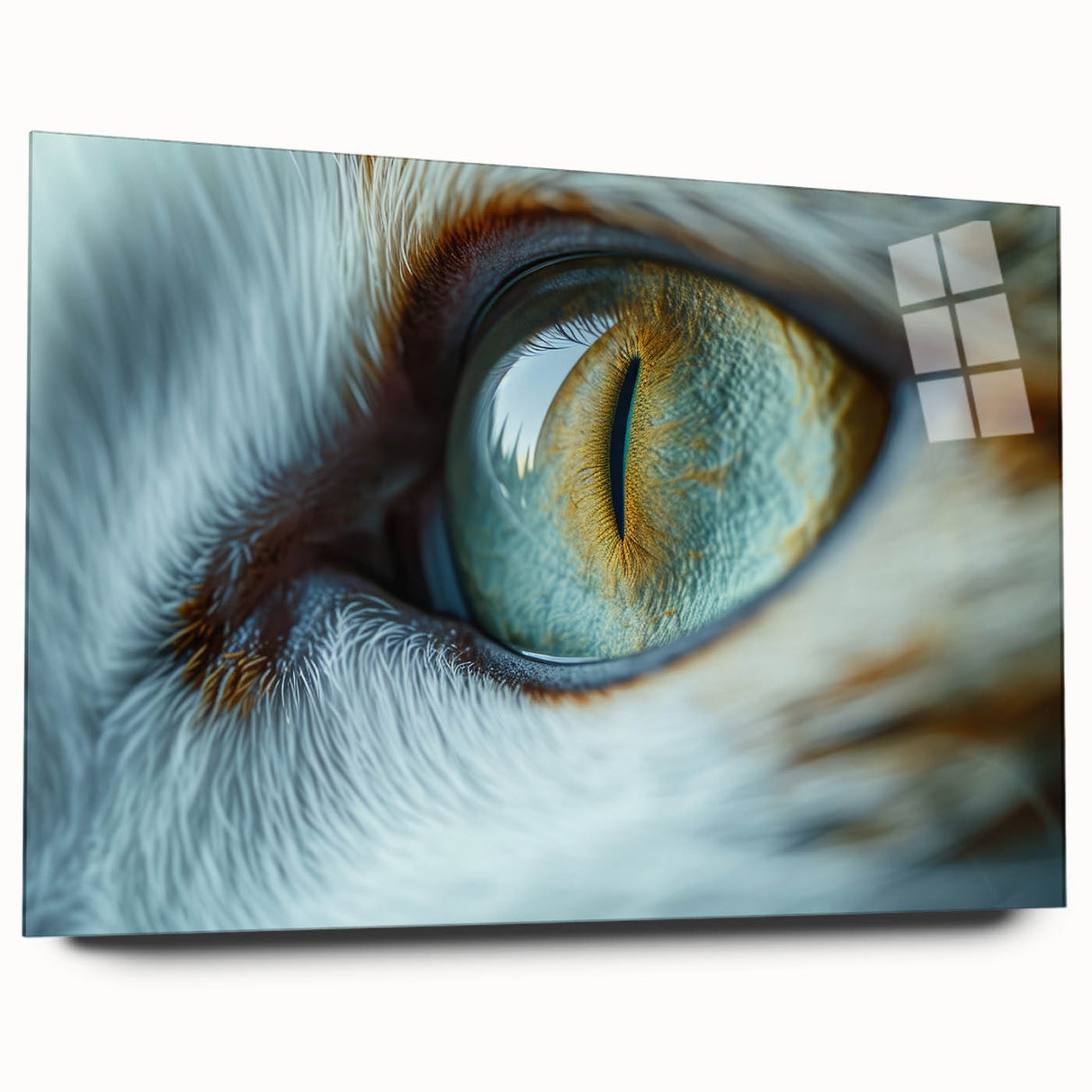 Large abstract wall art featuring a close-up of a bird in muted earth tones on acrylic glass.