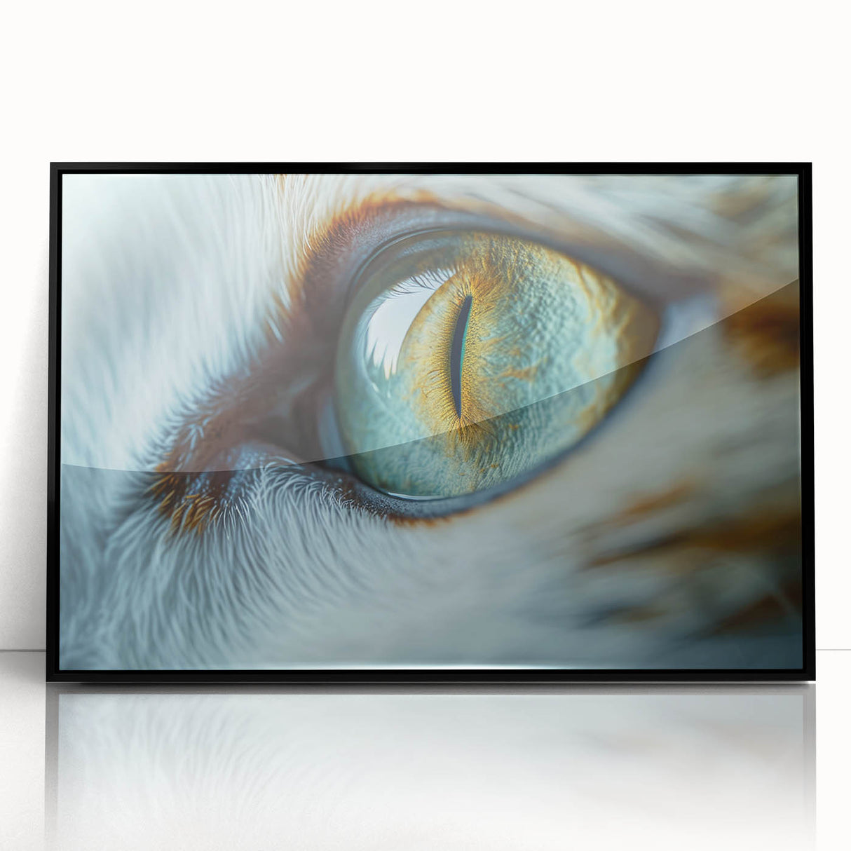 Large abstract wall art featuring a mid-century modernist bird design in muted tones, acrylic print framed in black.