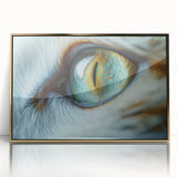 Mid-century modernist art featuring a close-up of a bird, rendered in muted earth tones on a framed acrylic print.