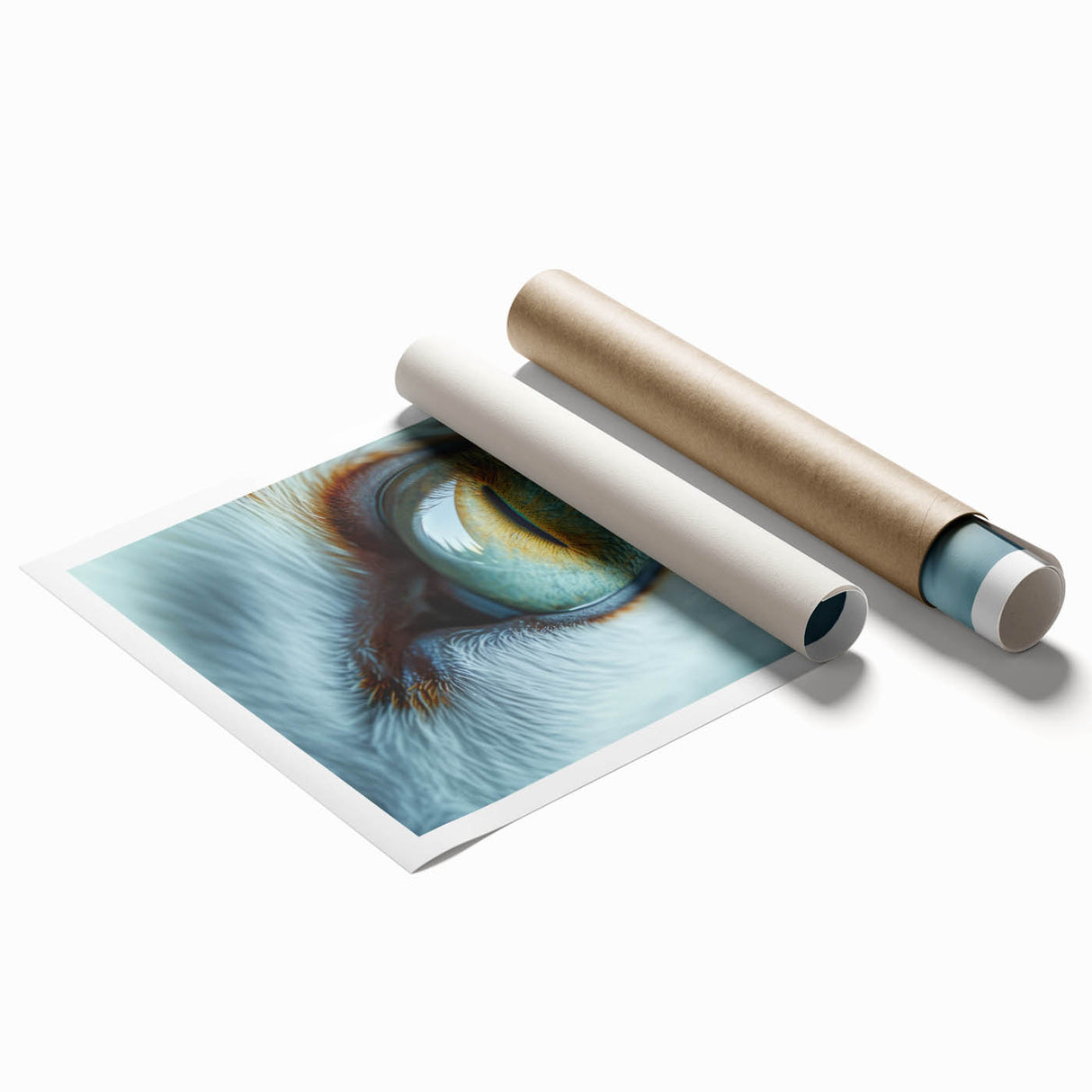 Close-up image of a bird on a floral background in soft pastel shades, printed on rolled canvas.