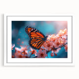 Abstract art print of a bird, featuring soft pastel shades on a white framed canvas, ideal for bedroom or dining room decor.