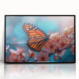 Large abstract wall art featuring a mid-century modernist bird design in black and white tones, framed in acrylic.